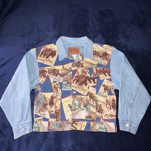 Match Denim Jacket with Western Print size medium